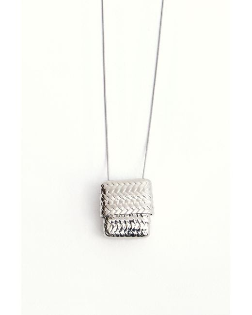 FRONT ROW SHOP White Woven-Texture Necklace