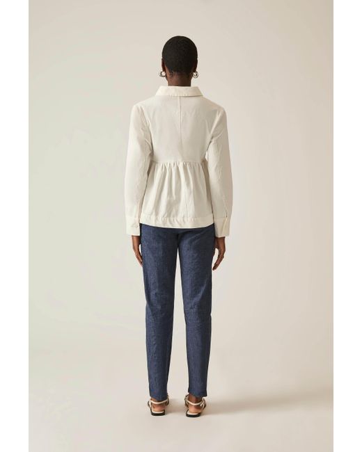 James Lakeland White Peplum Denim Jacket