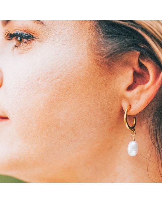 Loni Paul Jewelry Metallic Baroque Pearl Hoop Earrings