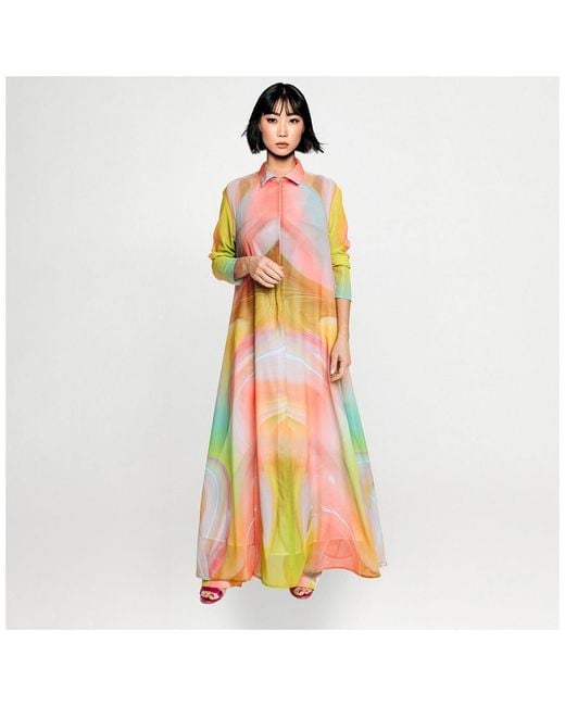 Maxjenny Yellow A-Shaped Maxi Dress
