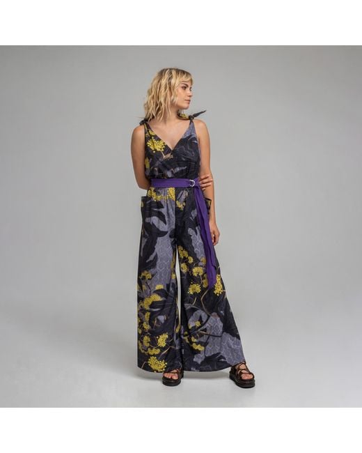 ARTISTA Blue Diana Printed Palazzo Leg Jumpsuit