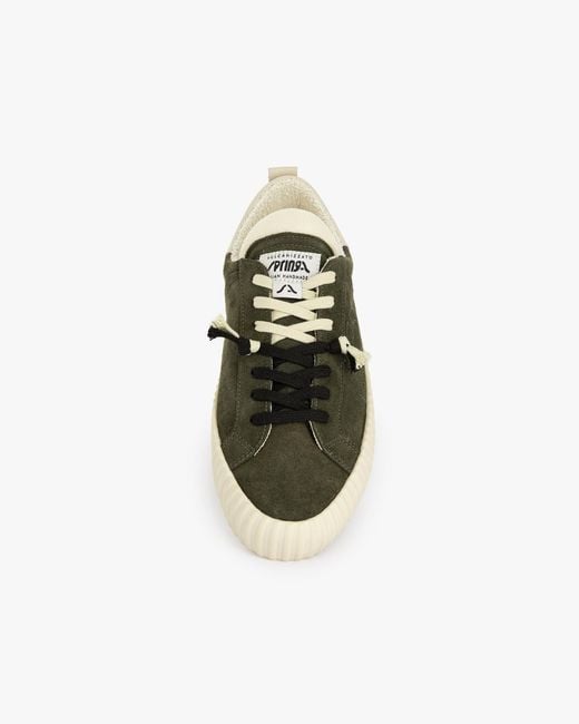 Springa | Unique Vulcanized Sneakers Italian Handmade Green Wavy Suede Military for men