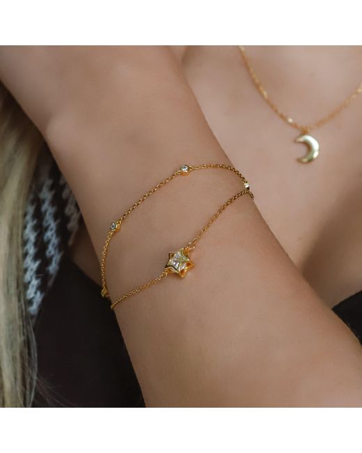 Luna Charles Metallic Esha Double Chain Star Bracelet
