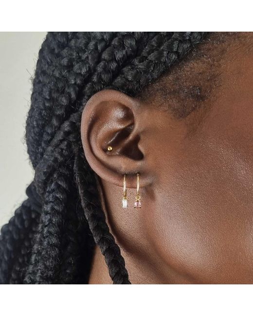 Lee Renee Metallic Baguette Clicker Hoop Earrings
