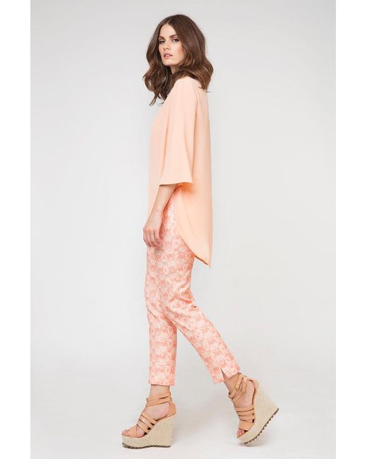Conquista Pink Tapered Print Pants By Fashion