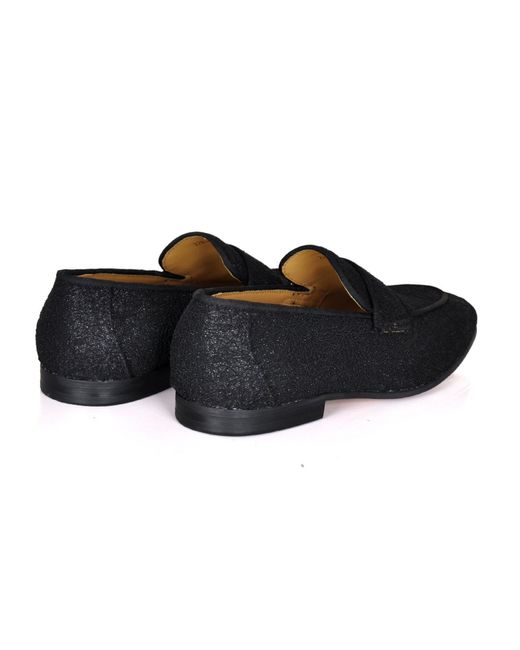 DAVID WEJ Black Alberto Floral Glitter Loafers for men