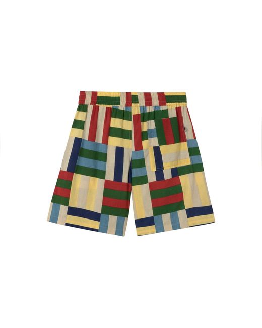 Thinking Mu Green Checkered Field Henry Bermuda Shorts for men
