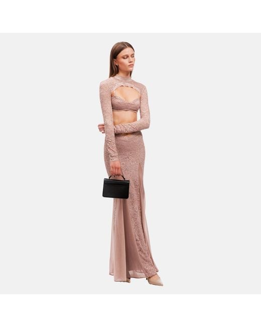 OW Collection Pink Naia Lace Maxi Dress