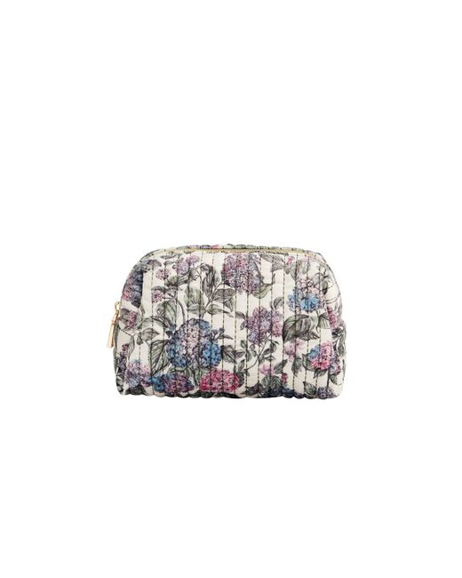 Fable England White Neutrals Hydrangea Small Quilted Makeup Bag & Hydrangea Square Scarf Set