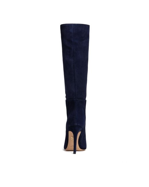 Beautiisoles by Robyn Shreiber Made in Italy Blue Yara Suede Comfortable Knee-High Evening Stiletto Boot