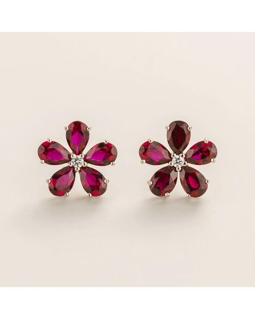 Juvetti Red Florea Earrings Ruby & Diamond