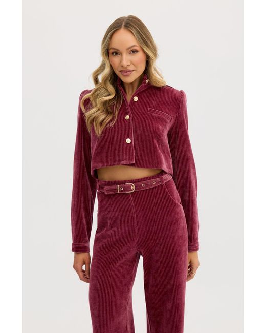Why Mary Red Lucia Cropped Corduroy Jacket