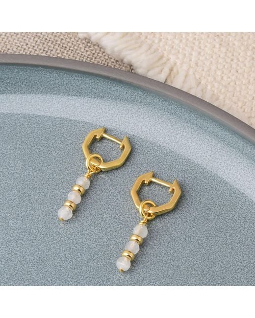 Nellou Jewellery Metallic Neutrals Linear Huggie Birthstone Earrings June Plated Sterling