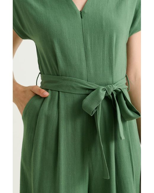 Louche Green Phoenix Linen Mix Jumpsuit