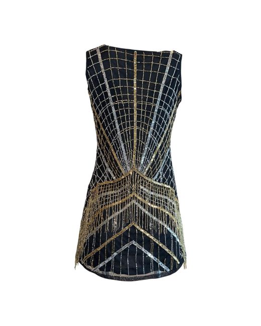 Any Old Iron Black Metallic Cha Cha Beaded Dress