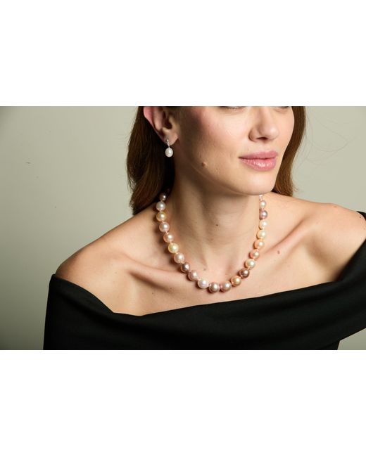 Pearls of the Orient Online Metallic Gratia Pinks & Cultured Freshwater Pearl Necklace With Spring Clasp