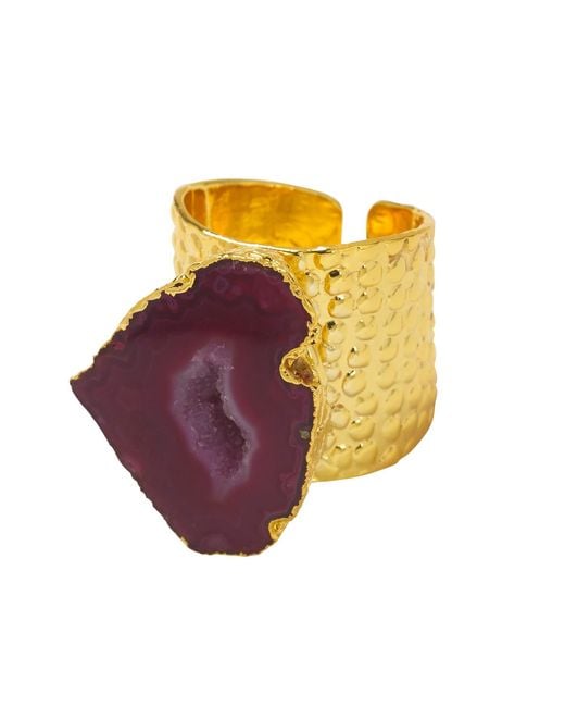 YAA YAA LONDON Red Raspberry Mega Gemstone Statement Ring