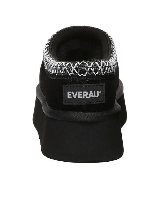 EverAu Australia Black Wonga Leather Slippers