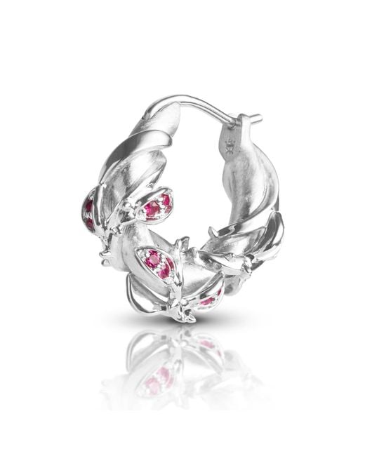 Kasun Metallic Enchanted Ruby Forest Hoop Earring