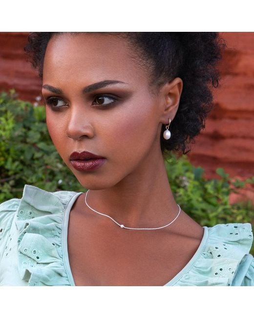Lily & Roo Metallic Solid Gold Large Pearl Drop Hoop Earrings