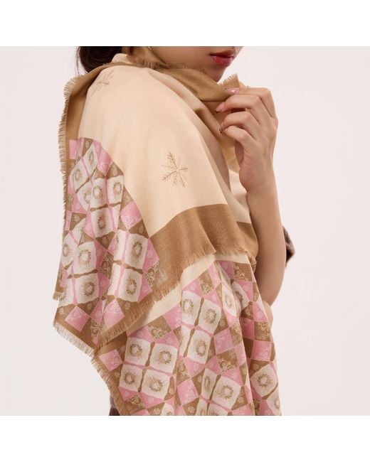 Asyii Pink Sweet Prelude Silk-Wool Long Wrap