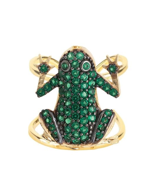 Latelita London Green Frog Prince Cocktail Ring Adjustable