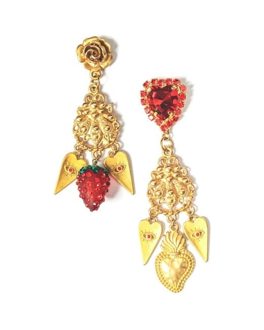 Achala Handcrafted Metallic Strawberry Sparkle Earrings