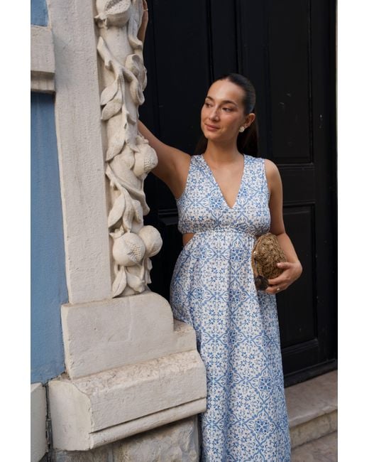 The Etta Collection Blue Augusta Maxi Dress