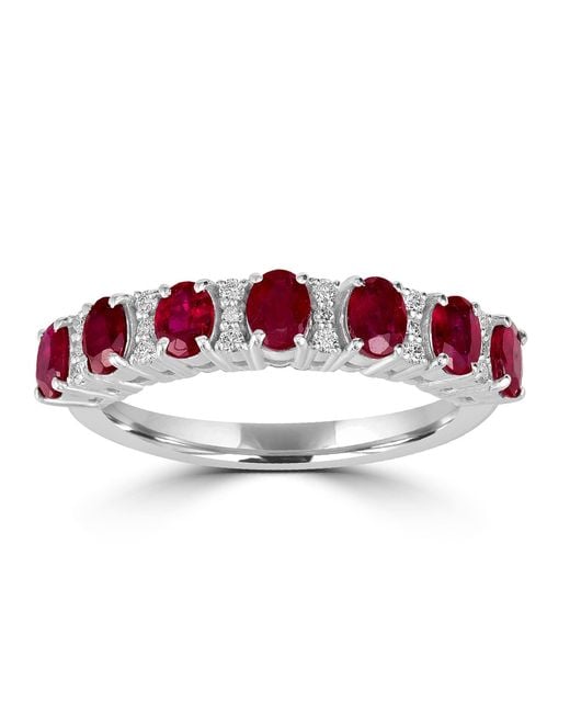 Artisan Red Ruby And Diamond Half Eternity Band Ring