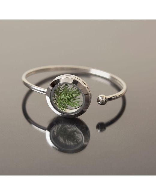 My Little Nature Green Premium Quality Designer Cuff Bracelet With Preserved Pine Needles – Nature-Inspired Jewelry