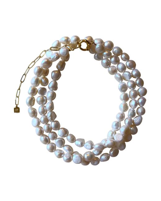 Sccollection Metallic Lynn Pearl Choker Necklace