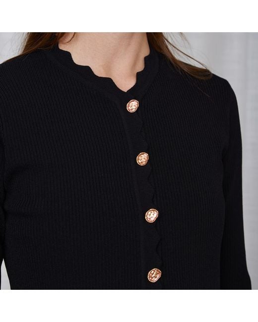Roch Perel Blue Scalloped Trim Cardigan