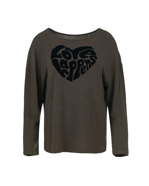 Conquista Gray Wool Blend Batwing Sleeve Top With Flock Motif
