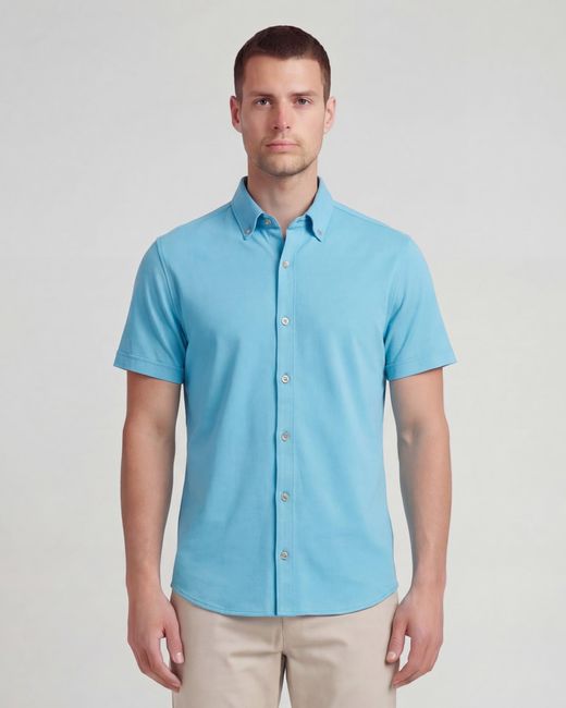 Lords of Harlech Blue Todd Knit Shirt for men
