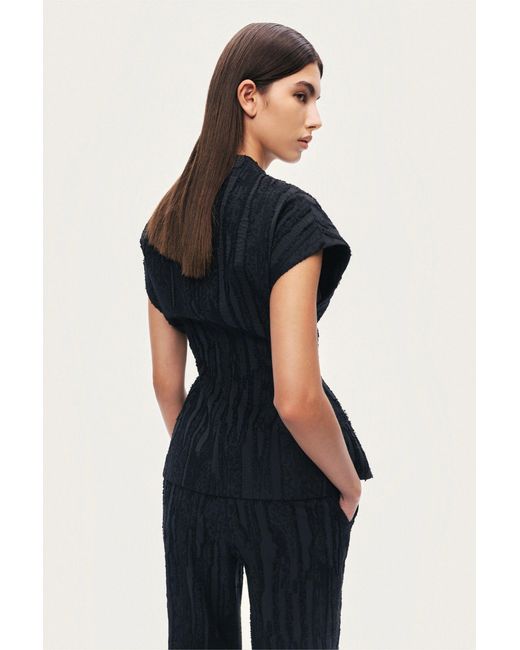 Nocturne Black Textured Belted Vest