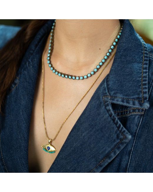 Ebru Jewelry Metallic Spiritual Aura Evil Eye Necklace