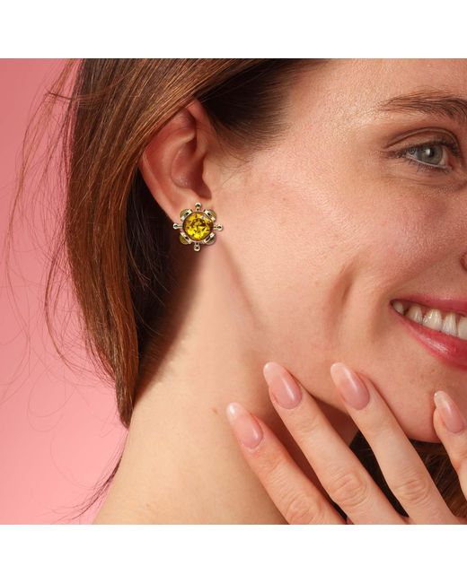 Michael Nash Jewelry Yellow Monica Topaz And Tigereye Sputnik Earrings