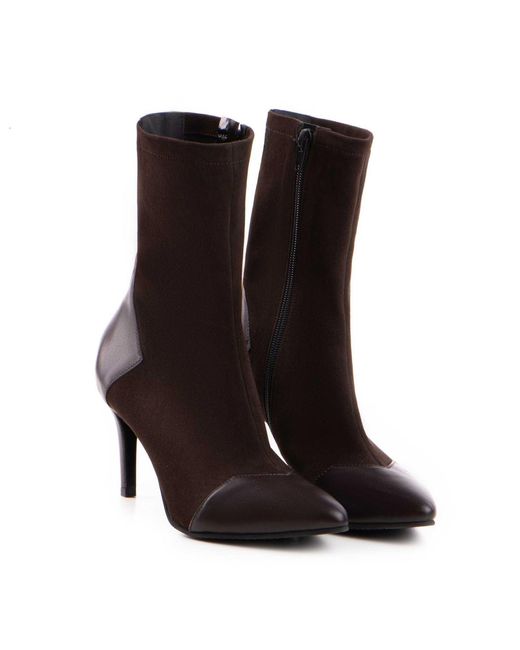 The 5Th Element Brown Noire Chocolate Stretch Leather Slim Boots