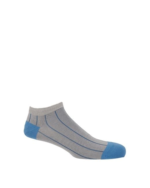 Peper Harow - Made in England Blue Pin Stripe Luxury Crew & Trainer Socks Bundle for men
