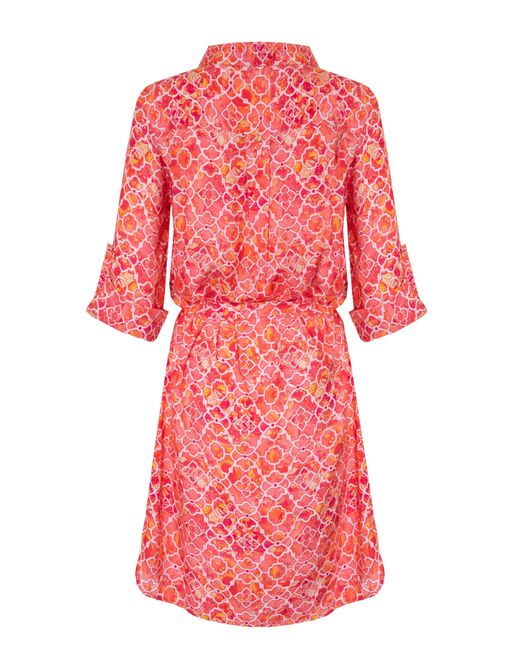 Sophia Alexia Red Marble Mosaic Zanzibar Shirt Dress