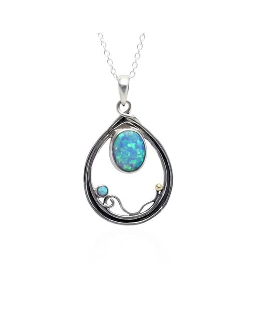 Isla Silver Blue Handmade Fire Opal Necklace