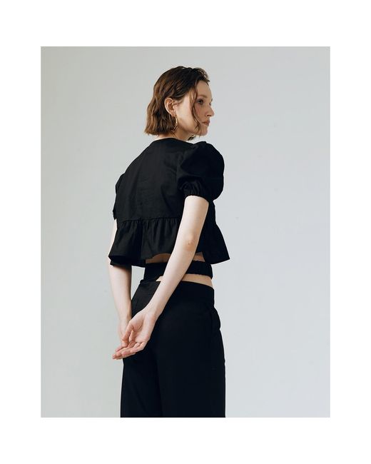 Ats the Label Black Neutrals Flair Ribbon Crop Top