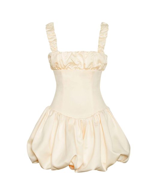 Miss Circle New York Natural Neutrals Aubrey Egg Satin Bubble Hem Mini Dress
