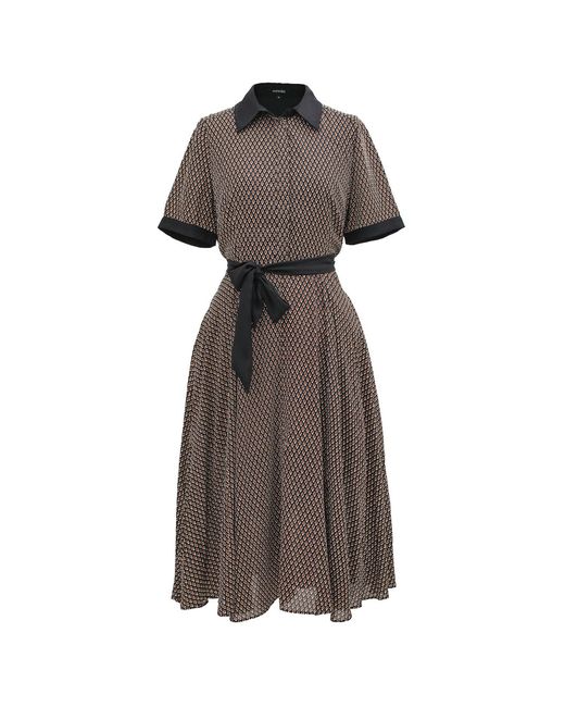 Smart and Joy Brown Printed Shirt Dress Print And Contrasting Collar