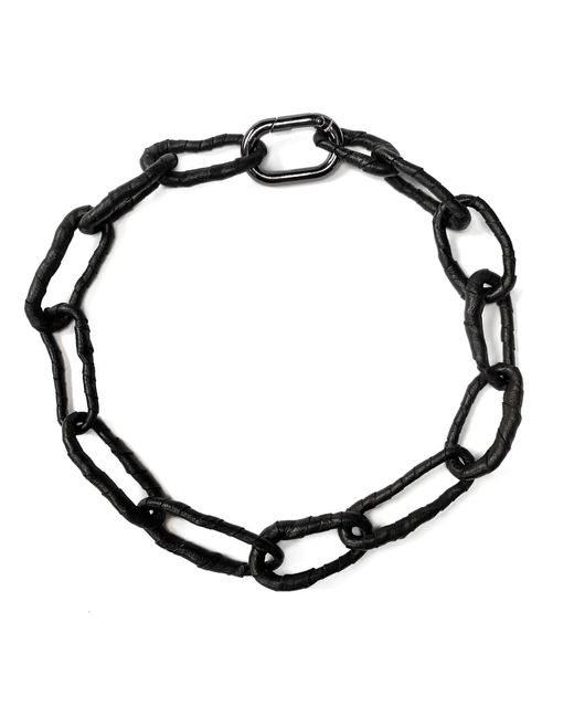 WAIWAI Black Link Leather Necklace