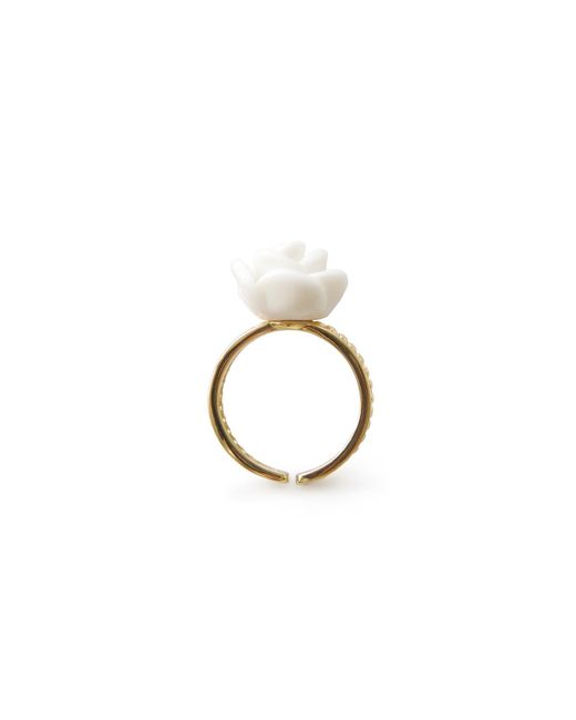 POPORCELAIN White Cloud Porcelain Rose Ring