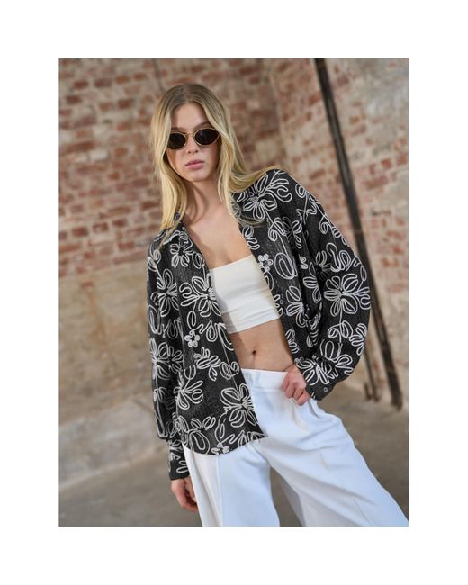Freaky Nation Gray Flower Mesh Jacket
