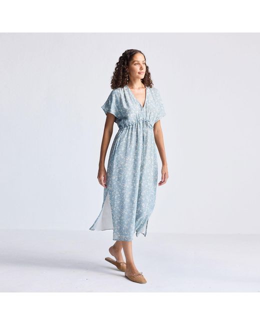 REISTOR Blue Gathered Maxi Dress