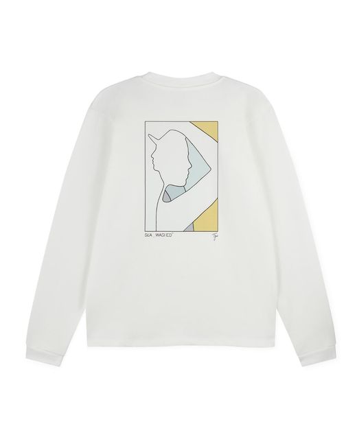 Sea_Washed White Organic Cotton Long Sleeve Top