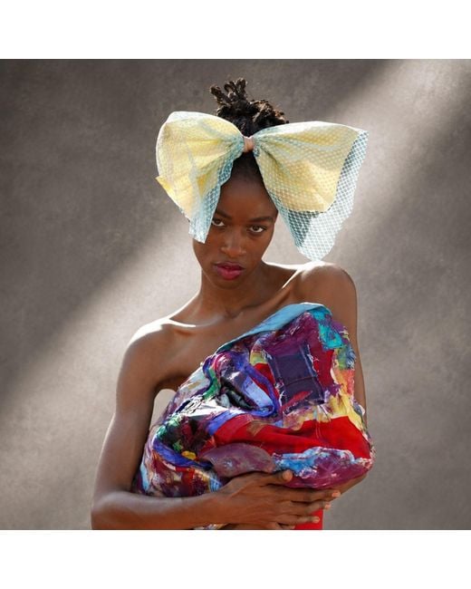 Miro Misljen Yellow Neutrals Silk Bow Headpiece